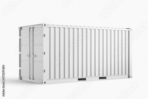 commercial logistic shipment export cargo delivery large metal container realistic mockup 3d rendering illustration