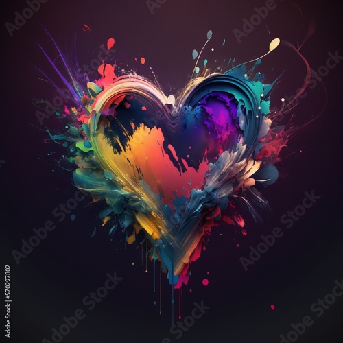 Valentine   s Day concept of Heart made up of colour splash. Generative AI