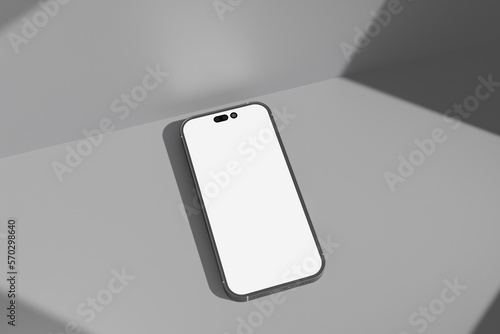 Minimalist modern smartphone for mockup with shadow. 3d rendering