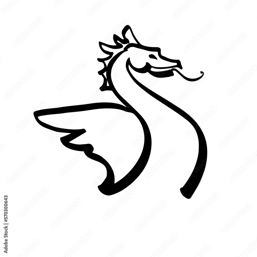 Chinese dragon. A calligraphic graphic element drawn by hand. Vector illustration Chinese dragon. A calligraphic graphic element drawn by hand. Vector illustration