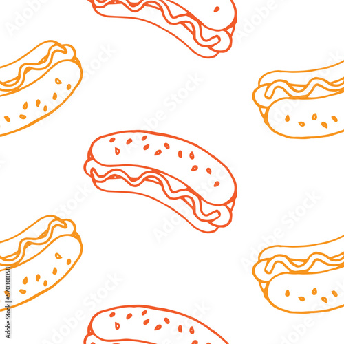 colorful hotdog pattern on isolated white