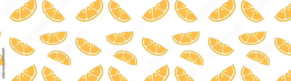 Seamless pattern with slices of oranges and lemons. Vector illustration