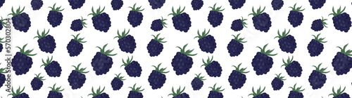 Seamless pattern with blackberry berries on a white background. Bright juicy berries vector illustration