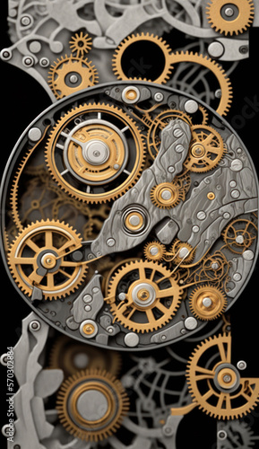 Seamless Mechanical Watch Internal Mechanism background. Generative AI