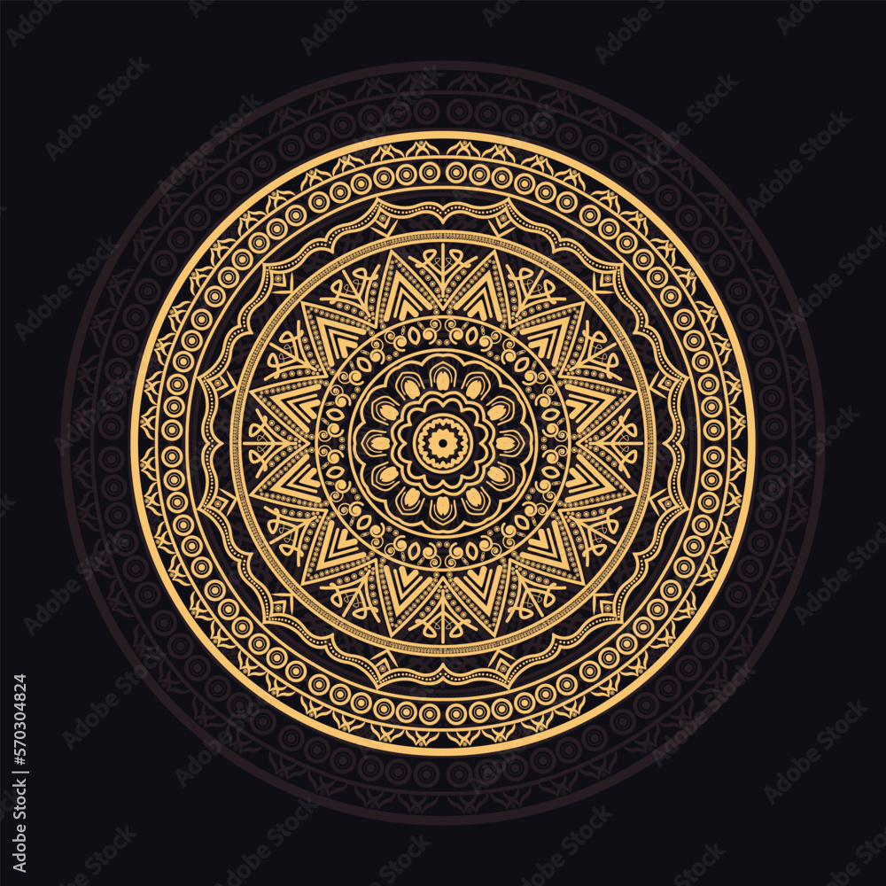 luxury ornamental mandala design background in gold color