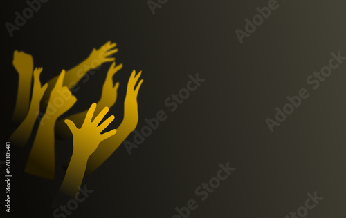 Hands in worship as a dark backdrop for a poster or announcement