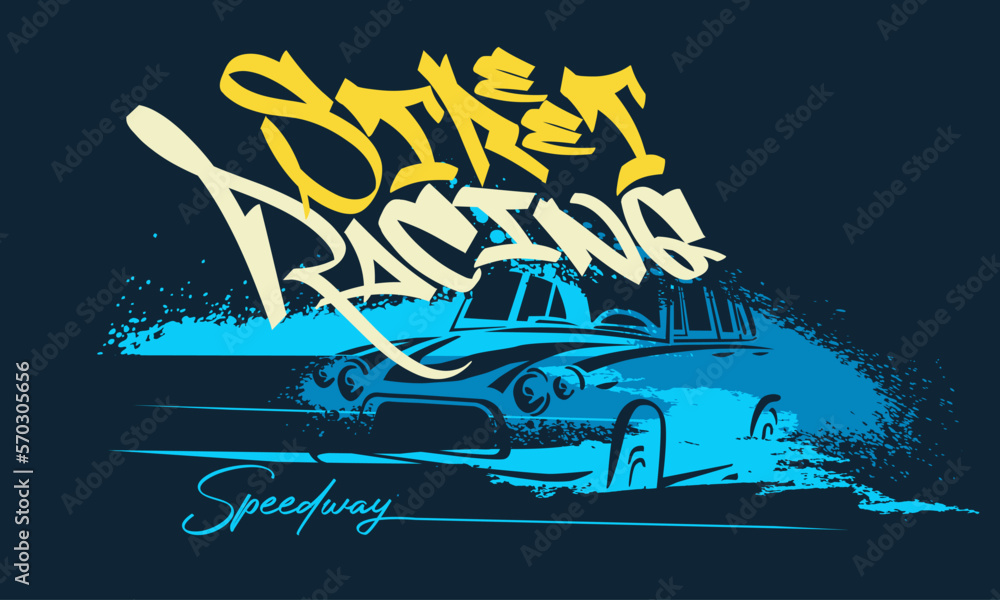 shirt design of vintage formula car racing, vector Racing car ...
