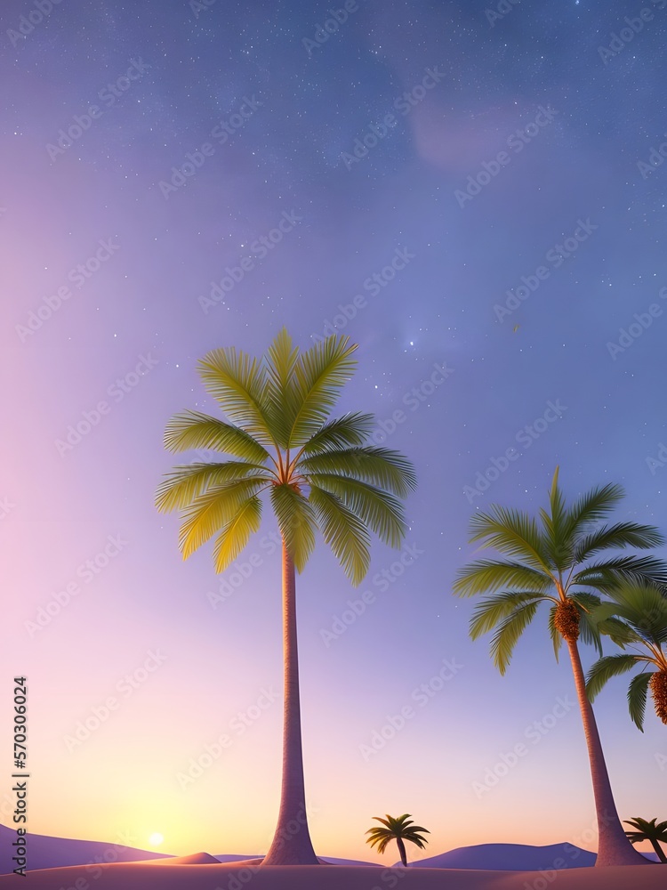 Fototapeta premium a palmtree in the night
