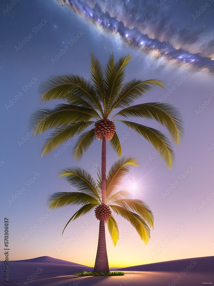 a palmtree in the night