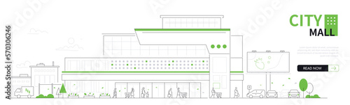City mall - modern thin line design style vector banner