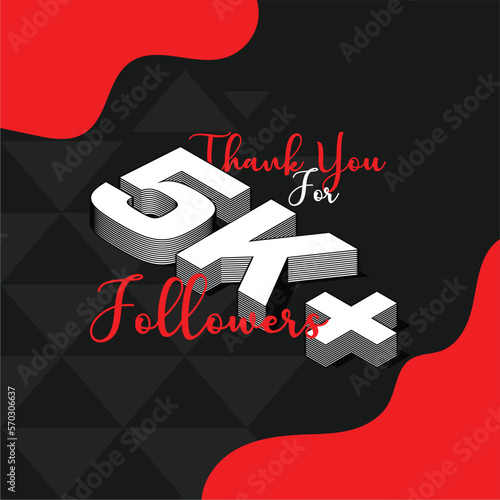 Celebrating 5k or 5000 followers or subscribers on any social platform with abstract 3d vibes