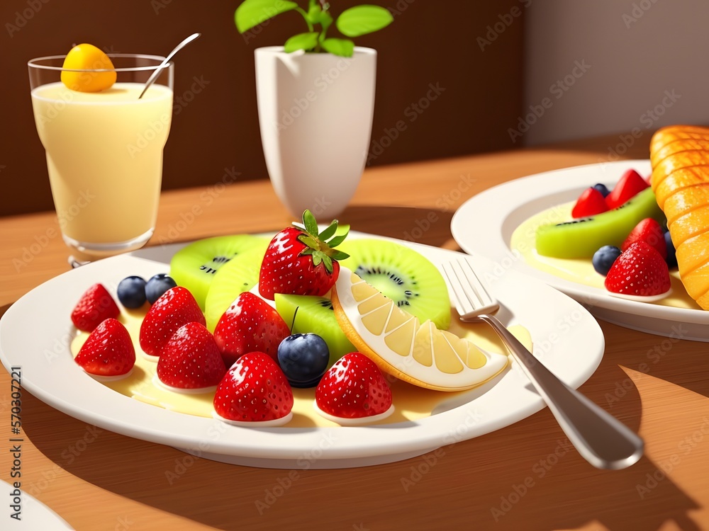 Photograph of crep with fruits Photograph of crep with fruits