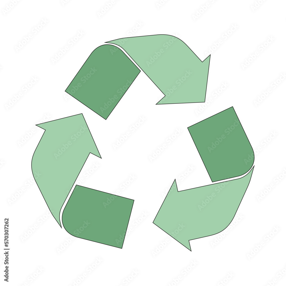 Obraz premium Green recycle arrows. Zero waste lifestyle, take care of environment, recycling, save the planet, biodegradable materials, plastic, glass, trash, paper, clean. Vector illustration on white backround