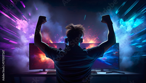 Professional eSports gamer rejoices in the victory