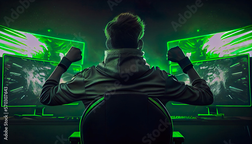 Professional eSports gamer rejoices in the victory