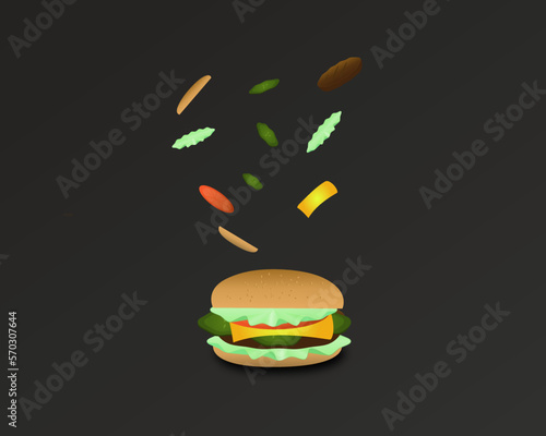 hamburger on black