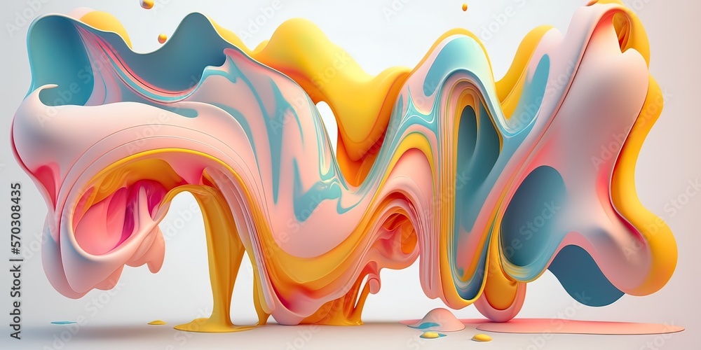 Obraz premium Ink explosion, paint of vivid colors, colorful smoke and dust, pastel background. Minimal shape of colorful dense water clouds. Illustration, Generative AI.