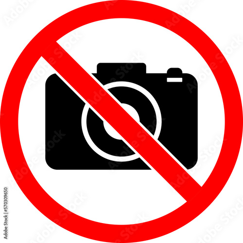 No camera allowed, no video, no photo prohibition sign symbol icon transparent background