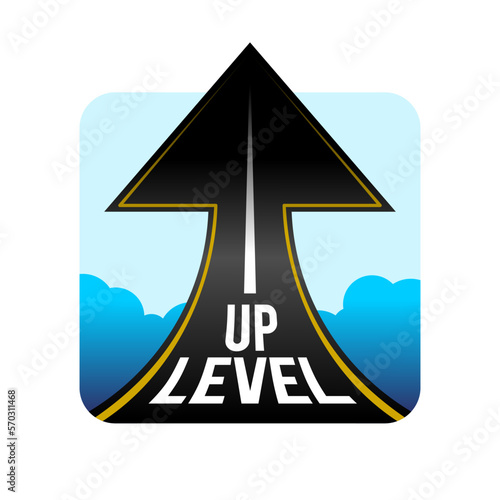 Level Up Typography Logo and icon design. ascending arrow concept. vector illustration. 