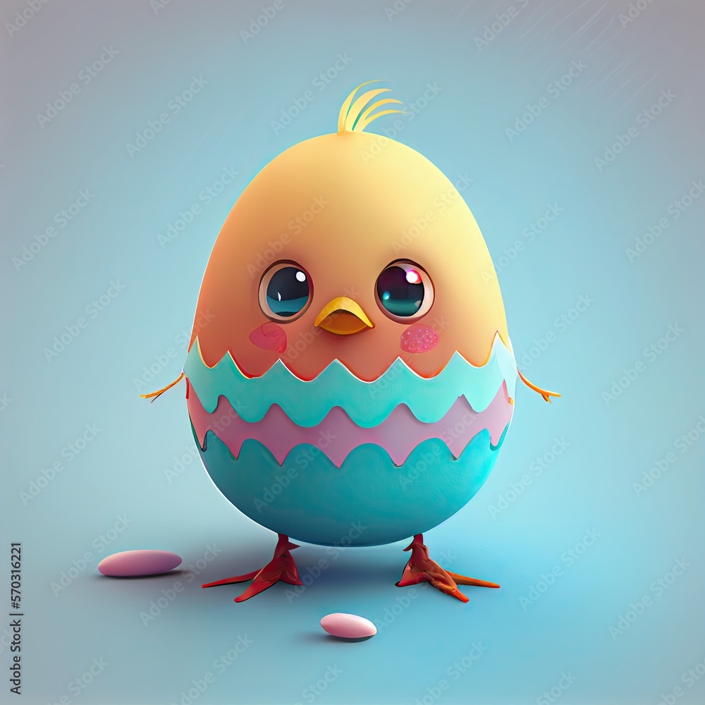 Cute easter egg & chicks, Generative AI Cute easter egg & chicks, Generative AI