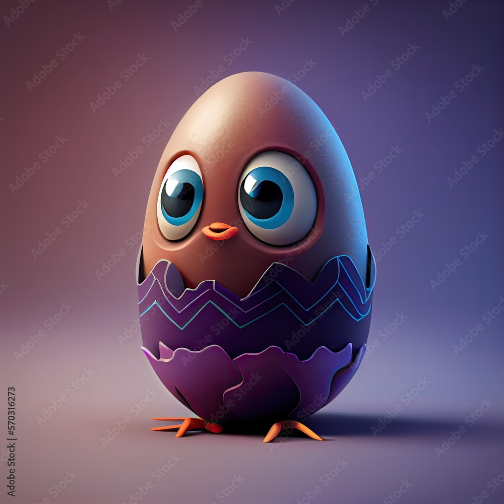 Obraz premium Cute easter egg & chicks, Generative AI
