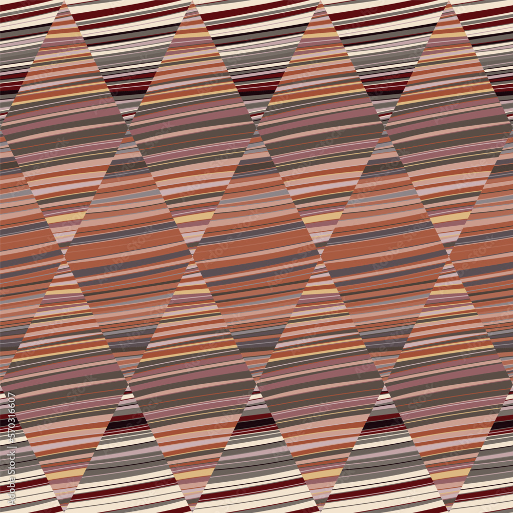Decorative vintage wave lines seamless patern. Geometric striped mosaic tile ornament.