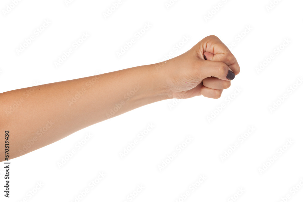 Signal hand giving punch isolated on white background Signal hand giving punch isolated on white background