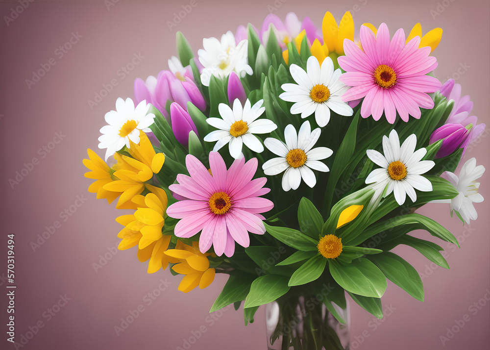 bouquet of colorful flowers , background, macro, generative AI bouquet of colorful flowers , background, macro, generative AI