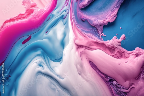 Wallpaper Mural Colorful elegant pastel swirl of blue pink marble painting design background, oil color art canvas paint fluid motion in water, Ai generated Torontodigital.ca