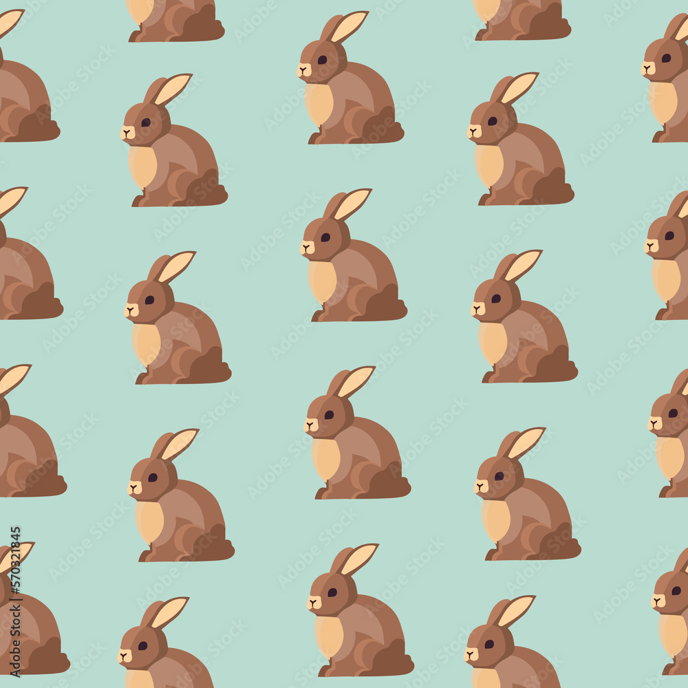 Obraz premium Cute seamless Easter pattern with brown easter bunny.