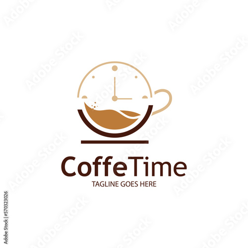 Coffee Time Vector Illustration Logo Template With Flat Concept.