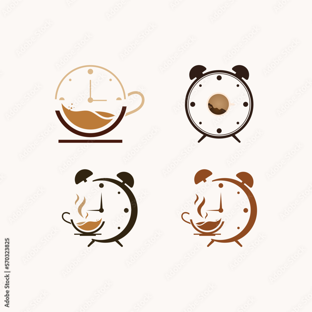 Obraz premium Coffee Time Vector Illustration Logo Template With Flat Concept.