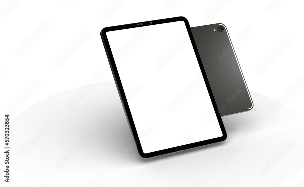 Modern tablet computer stand with blank screen isolated on white background Modern tablet computer stand with blank screen isolated on white background
