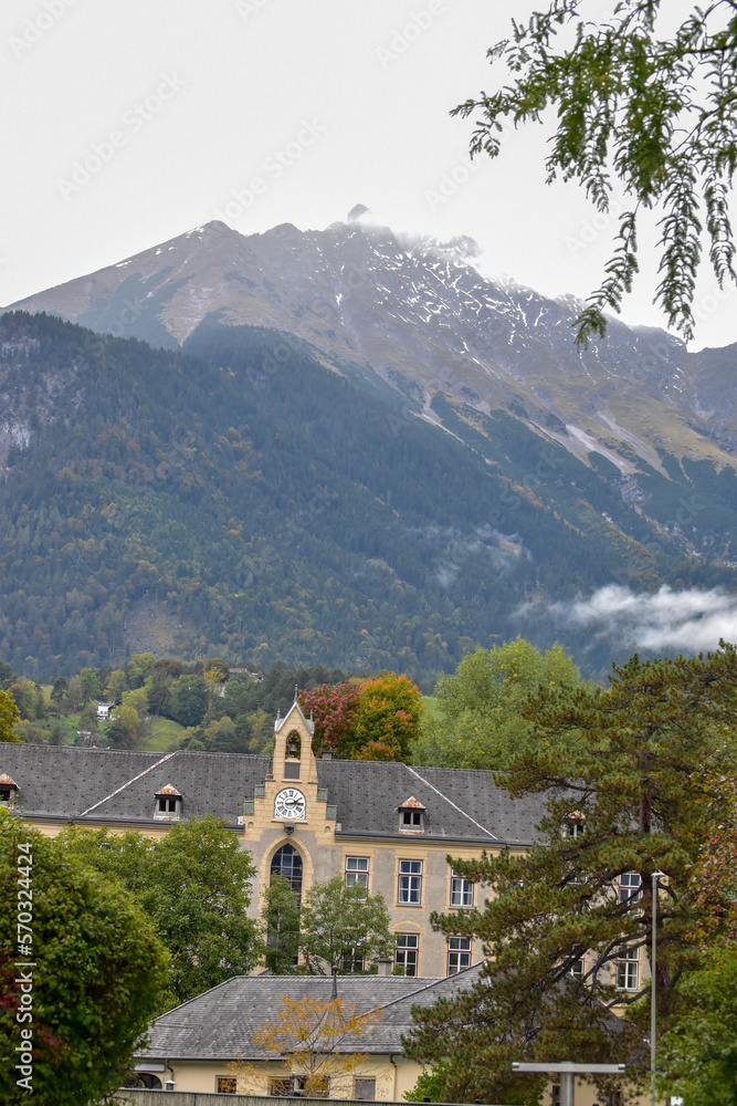 View of the mountain region Nordkette near Innsbruck in Austria