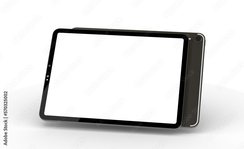 3D brandless tablet with empty screen isolated on white background 3D brandless tablet with empty screen isolated on white background