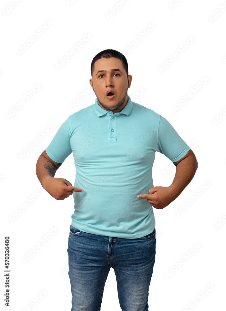 Fototapeta premium person who has gained weight gesturing