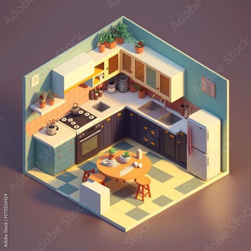 3D isometric kitchen