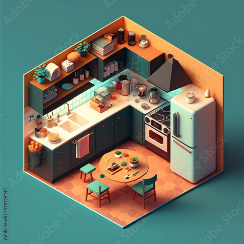 3D isometric kitchen