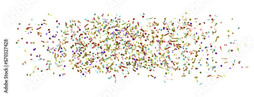 Confetti, paper triangle on the floor, fancy, colorful, celebration party