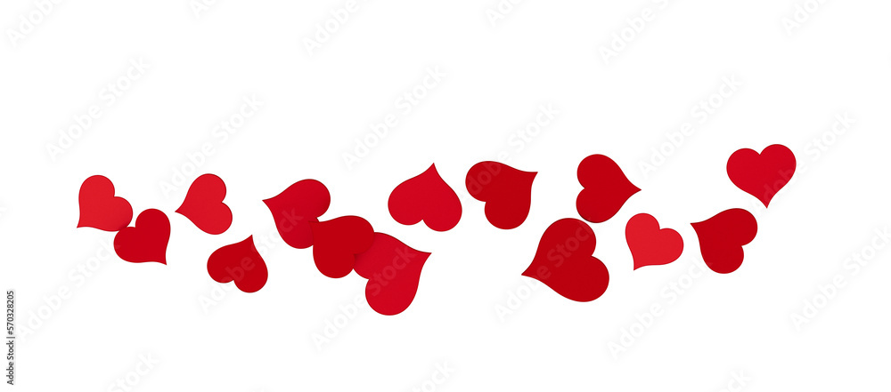  Red heart love confettis. Valentine's day falling