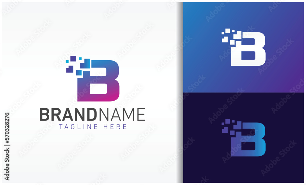 Fototapeta premium letter B pixels logo