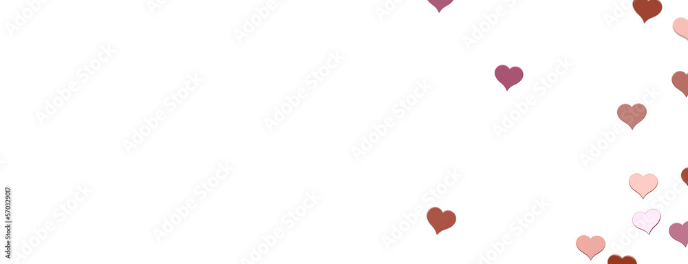Falling red and pink hearts isolated on transparent background. Valentine’s day design