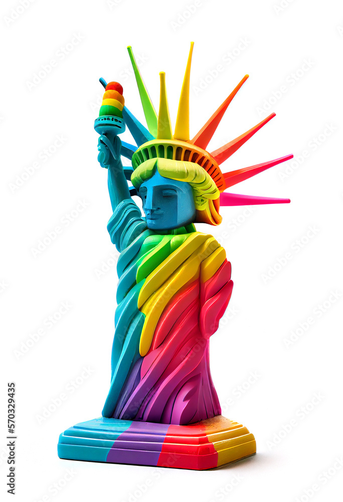 Statue of liberty figurine maid of rainbow colored modeling clay