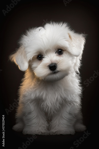 Maltese Puppy with tilted head - generative ai 