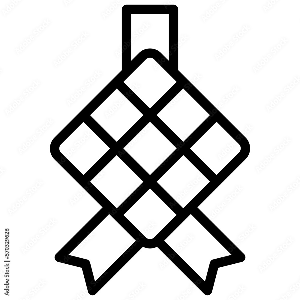ketupat ilustration with outline ketupat ilustration with outline