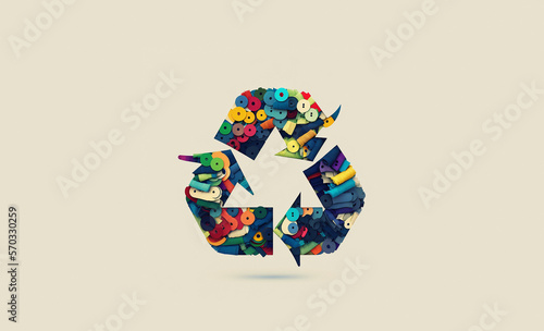 Recycling icon image of threads and buttons photo