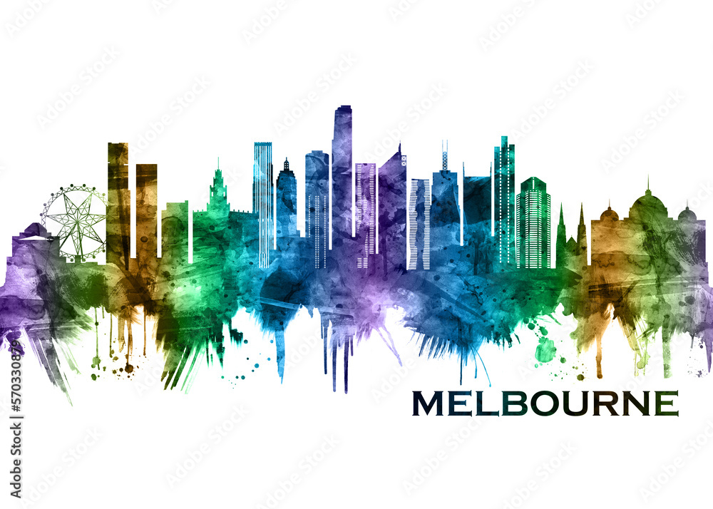 Naklejka premium Melbourne Australia Skyline