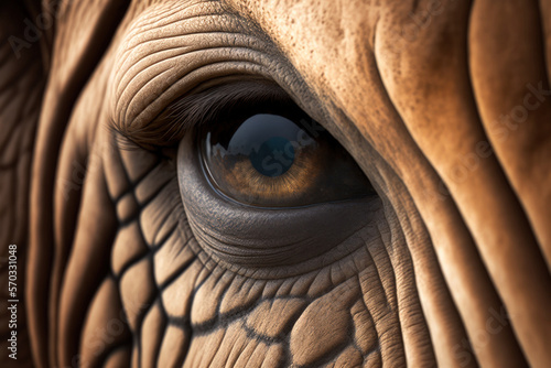 photo of an elephant eye taken at close range. Generative AI