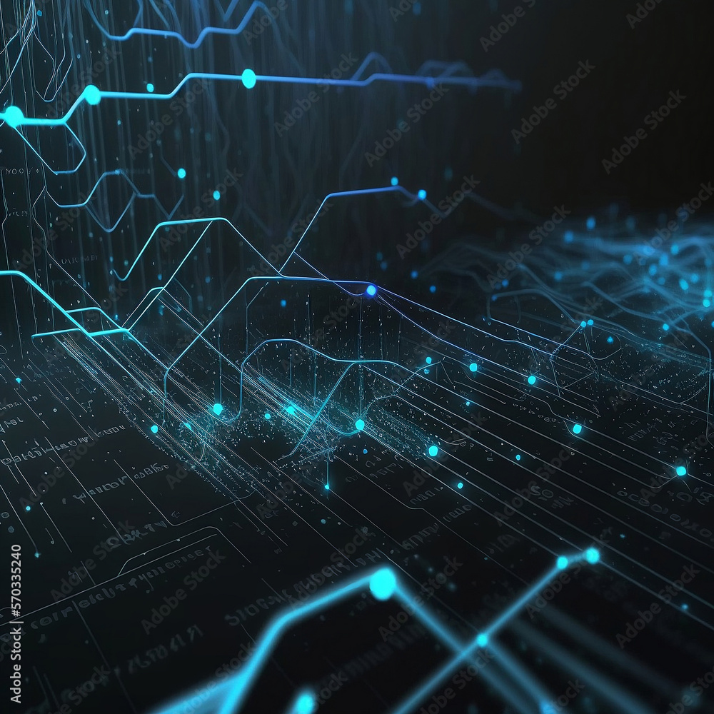 Fototapeta premium Inflows of big data visualization with futuristic background. Ai generative.