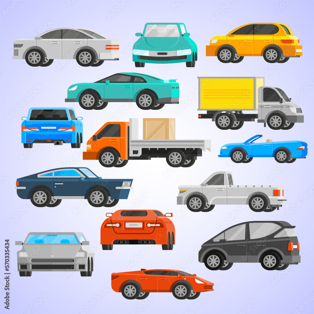 car collection with side view car collection with side view